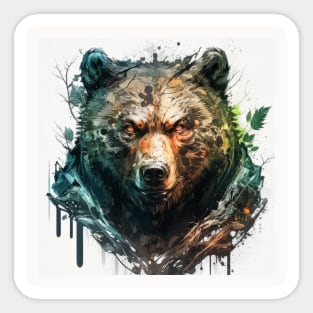 Grizzly Bear Portrait Animal Painting Wildlife Outdoors Adventure Sticker